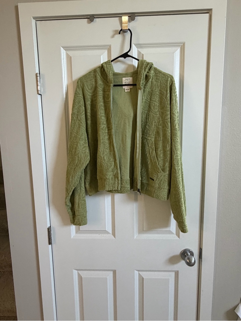 Billabong green terry cloth zip jacket